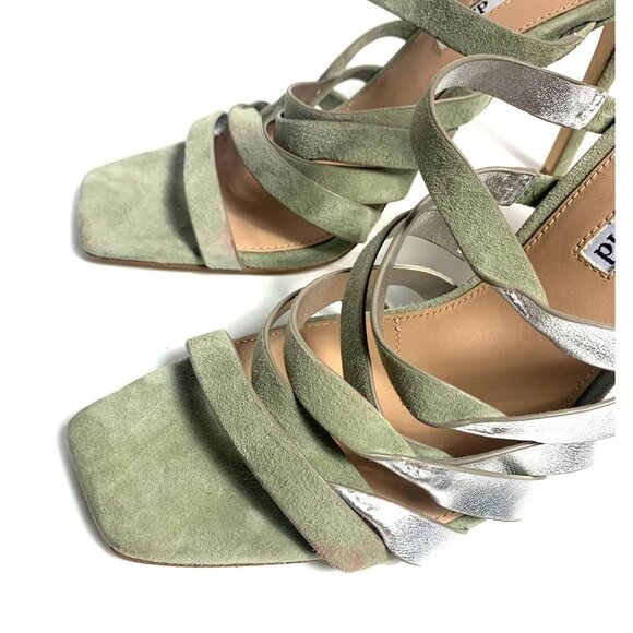Charles David Sage Silver Suede Vocal Slip On Strappy High-Heel Sandals 9M - Picture 6 of 13